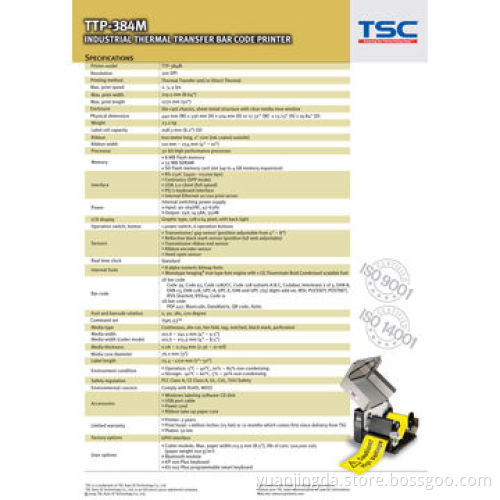 Wide Format Thermal Transfer Label Printer